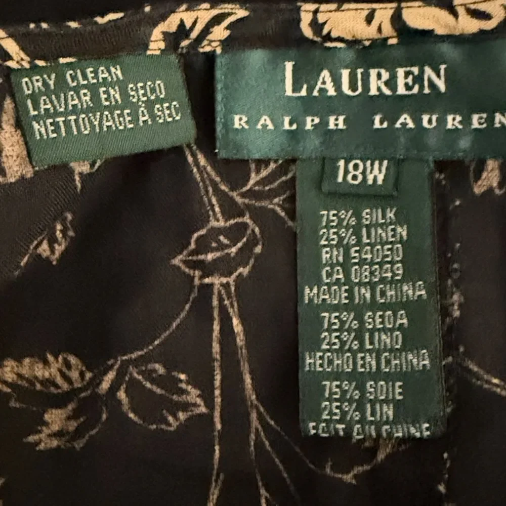 Vintage Ralph Lauren Black and Gold floral cottagecore Maxi Skirt